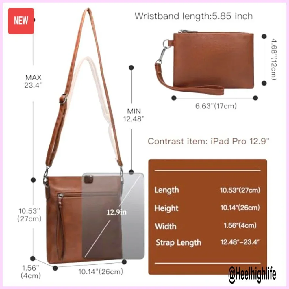 2-Piece Vegan Leather Hobo Bag Set with Adjustable Strap, Large Capacity